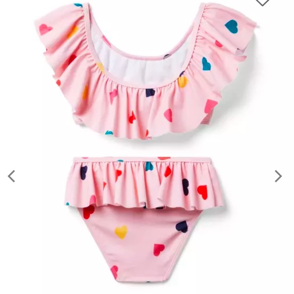 Pink Ruffle Heart Print Swimsuit - Picture 2 of 6